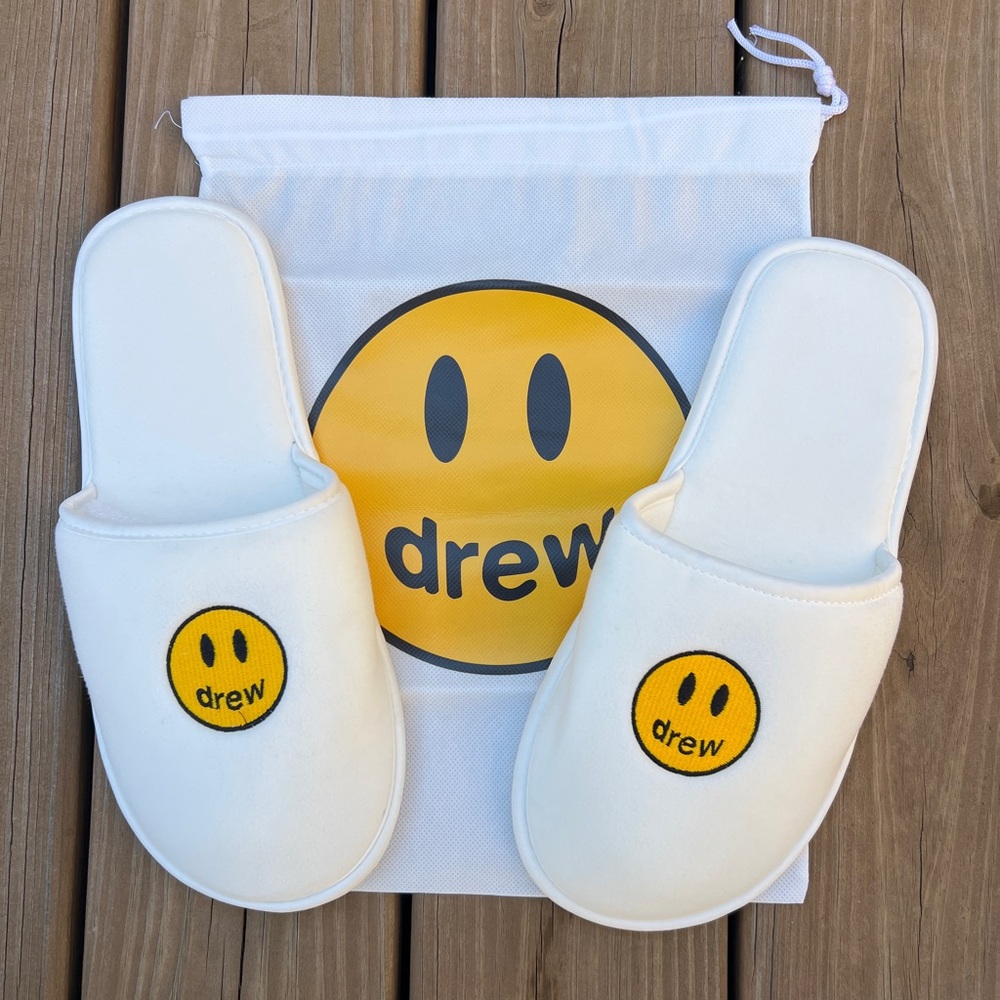 Drew House White Mascot‎ Polar Fleece Slippers Size Large/XLarge NEW